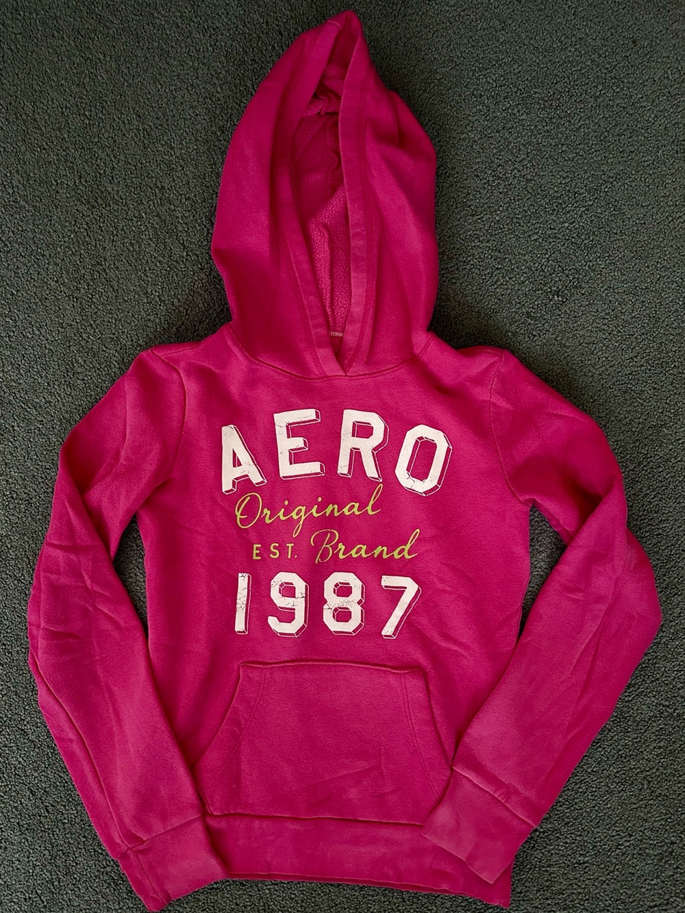 Aeropostale 1987 Pullover Hooded Sweatshirt - Hot Pink